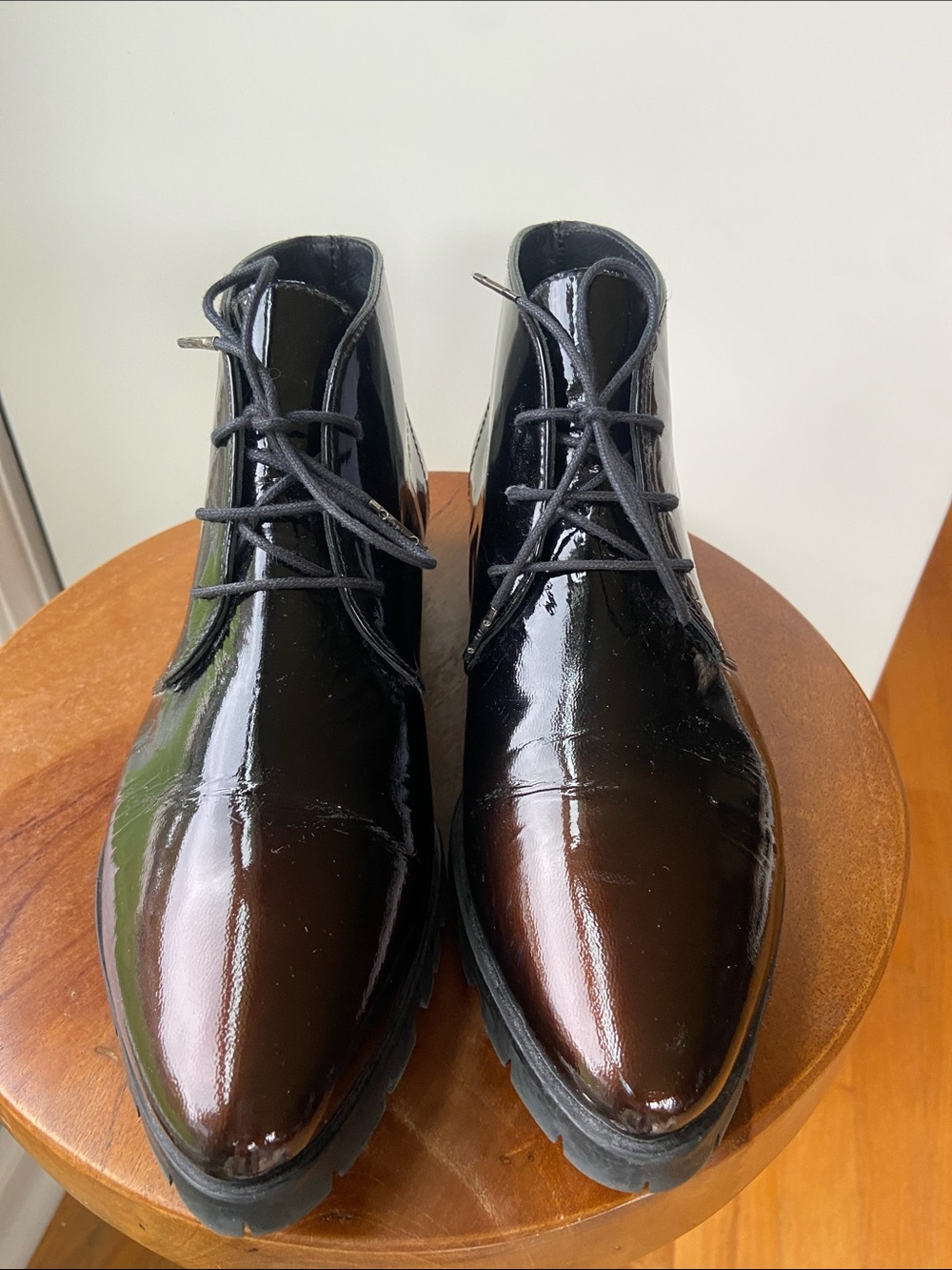 Italian Pons Quintana Glossy Leather Booties Size 5